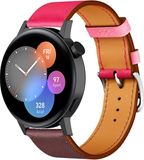 Strap-it Kunst leren smartwatch bandje - Knalroze/Roodbruin