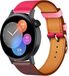 Strap-it Kunst leren smartwatch bandje - Knalroze/Roodbruin