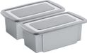 Sunware 2x boîte de rangement plastique 7 litres gris 38 x 21 x 14 cm avec couvercle refermable