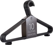 Intirilife Kleerhanger in SHINY ZWART - 10 Ruimtebesparende Kleerhangers van Glanzende Kunststof met Broekstang en Rokhaak