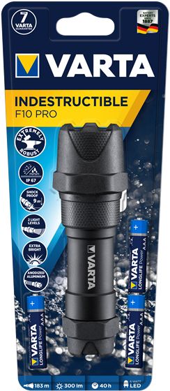 Varta INDESTRUCTIBLE F10 PRO - LED Zaklamp - Zwart