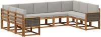 vidaXL - Hoek loungeset - 9 zitplekken - Massief Acacia Hout - Naturel en lichtgrijs