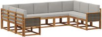 vidaXL - Ensemble de salon d'angle - 9 places assises - Acacia massif - Naturel et gris clair