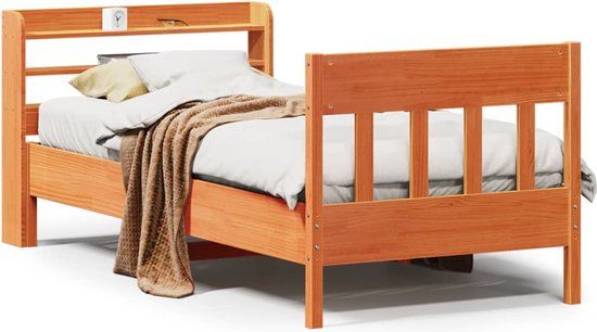 vidaXL Bedframe Massief Grenenhout Wasbruin 100x200 cm