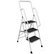 Home Vida Ladder met veiligheidsleuning, 3 treden, opvouwbaar, antislipmat voor veiligheid, robuust