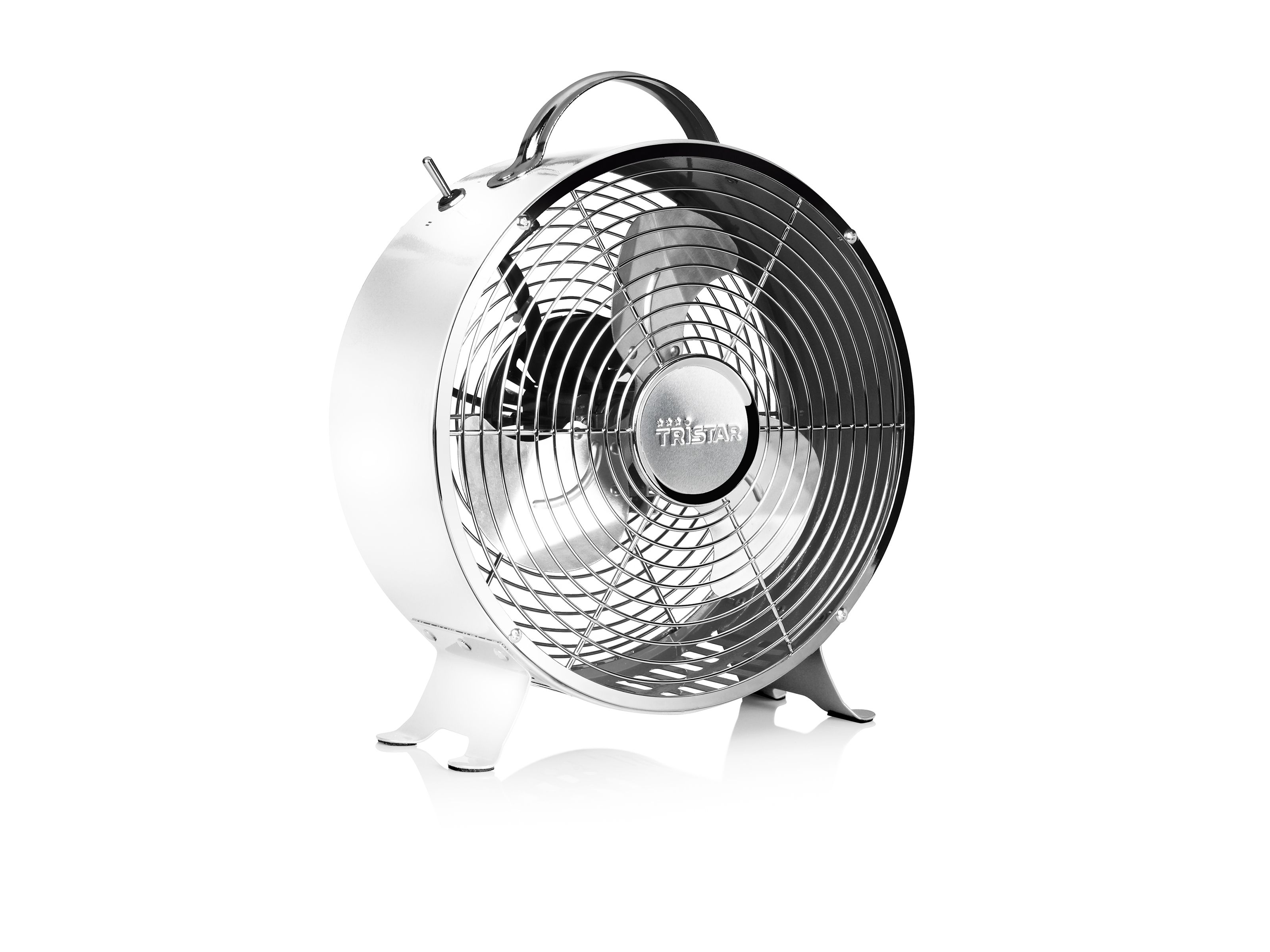 Tristar VE-5967 Metalen Retro Tafelventilator - 25cm - Zilver/Wit