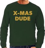 Bellatio Decorations Shoppartners Bv Foute Kersttrui sweater - x-mas dude - goud / glitters - groen - heren - kerstkleding / kerst outfit S