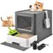Homagico Kattenbak met kattenbakmat, opvouwbaar, extra groot, vrij in- en uit/eenrichtingsdoos met deksel, ladetype ingesloten kattenbak, geurbestrijding, anti-spatten, eenvoudige reiniging