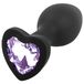Sunfo - bouchon anal en silicone avec bijou cœur - noir et violet