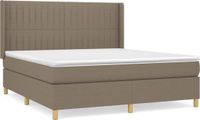 vidaXL Boxspring met matras stof taupe 180x200 cm