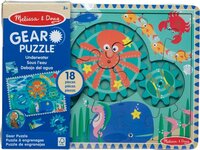 Melissa & Doug Houten legpuzzel met draaiende tandwielen - Onderwaterthema - 18 stukjes