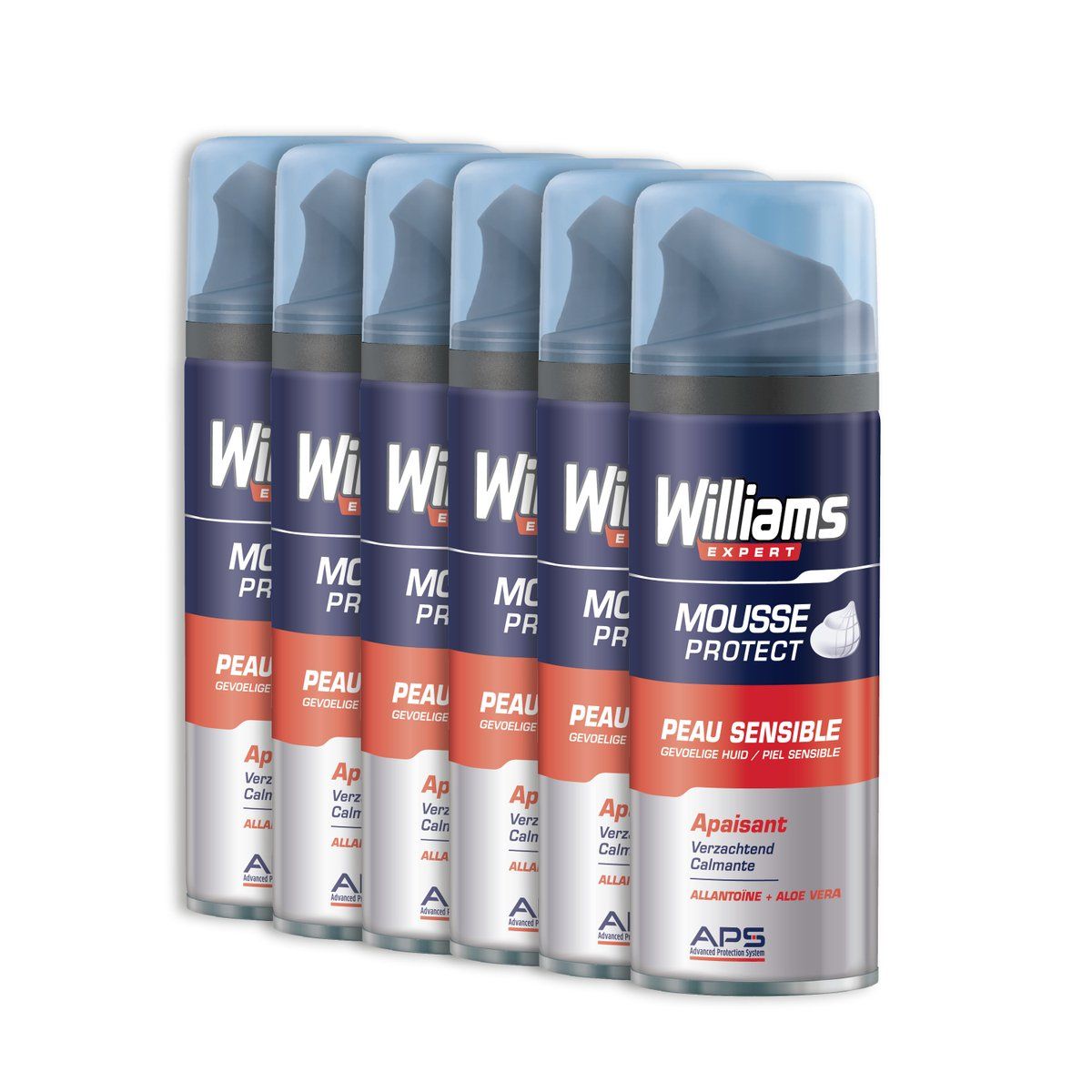 Williams Sensitive Scheerschuim - 6 x 200 ml - Voordeelverpakking