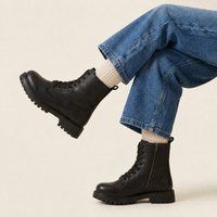 Dr. Martens Delaney Meisjes Veterboots - Zwart lak - Maat 29