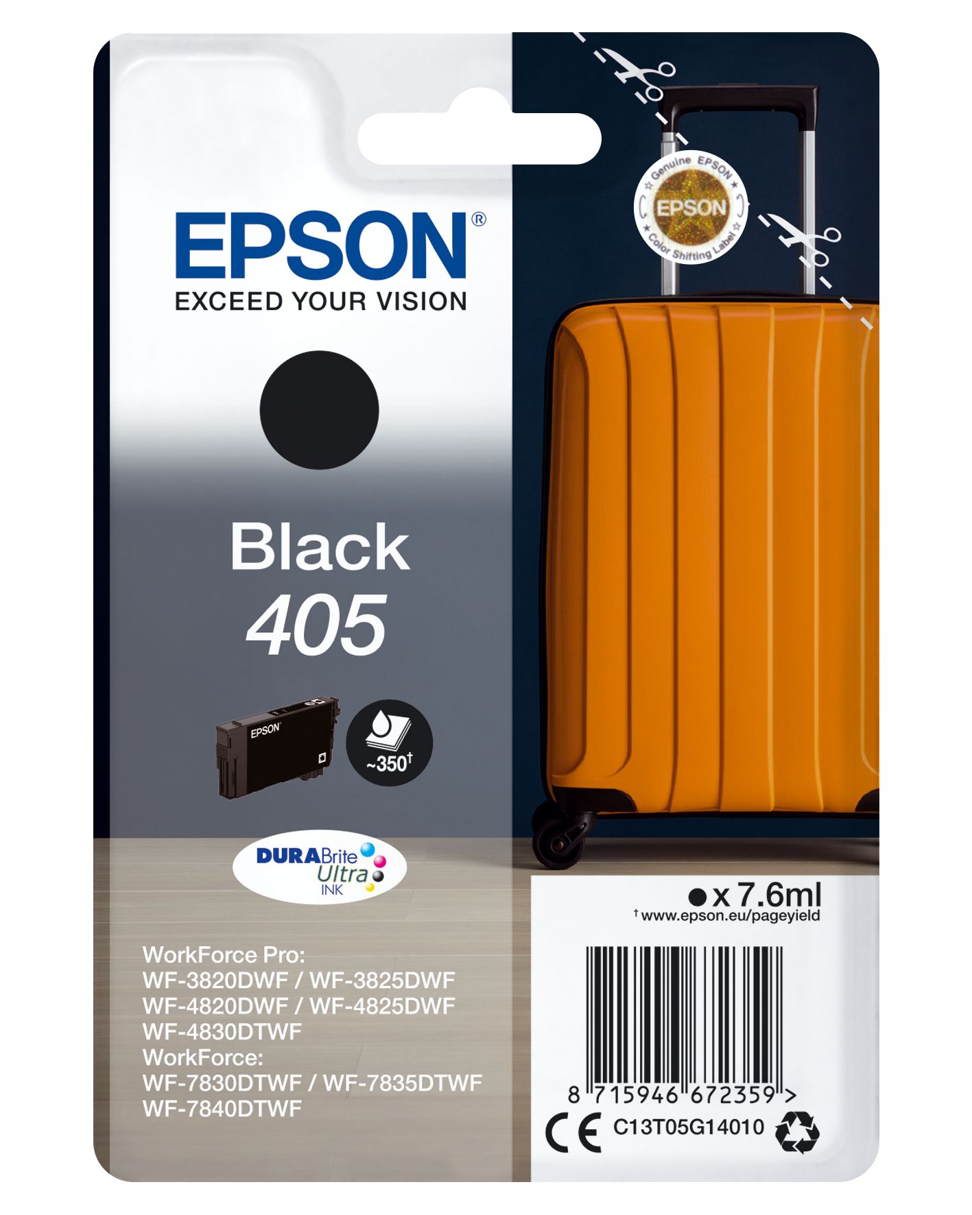 Epson 405 DURABrite Ultra Ink Cartridge - Black - Single Pack