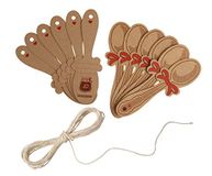 Fackelmann 48353 Set met 12 kaarten in de vorm van een lepel met koord, papier, bruin