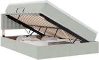 vidaXL Lit LED avec rangement et matelas Gris clair 140 x 190 cm Velours