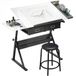 HOMCOM Ensemble de table à dessin - MDF, Métal - 120L x 60l x 68-92H cm - Blanc