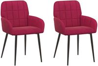 vidaXL Fauteuils 2 pièces velours bordeaux 56,5 x 50 x 85 cm