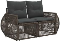 vidaXL Tuinbank 2-Aantal zitplaatsen Grijs polyrattan