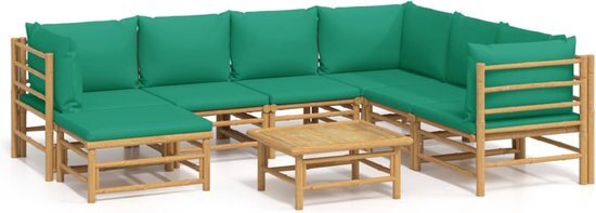 vidaXL 8-delige Loungeset met kussens bamboe groen