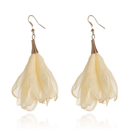 Deja Jewels Lookinggoodtoday Grote Kwast Oorbellen LGT JWLS - Beige Geel