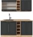 Vicco R-Line Eenpersoonskeuken – 160 cm zonder werkblad Antraciet landhuis/gouden eik