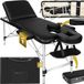 tectake® Mobiele Aluminium Massagetafel - 3 Zones - Opvouwbare Behandel- en Tatoeagetafel - In Hoogte Verstelbaar – Inclusief Opbergtas - Zwart - Max Draagvermogen 230kg