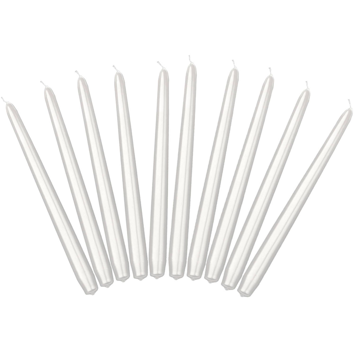 Dinerkaarsen parel wit 24 cm - 20 stuks