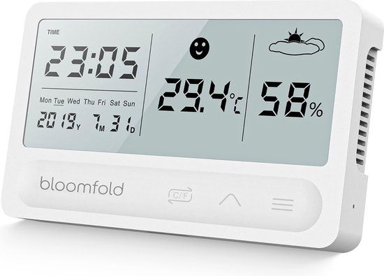 Spoused Digitale Hygrometer - Thermometer voor binnen - Luchtvochtigheidsmeter - Weerstation - Wit