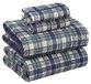 Ruvanti 100% katoen lakenset - knapperige verkoelende percal lakens voor kingsize bed, ademend en duurzaam, 40 cm diepe zakken, groenachtig blauw geruit, 4-delig