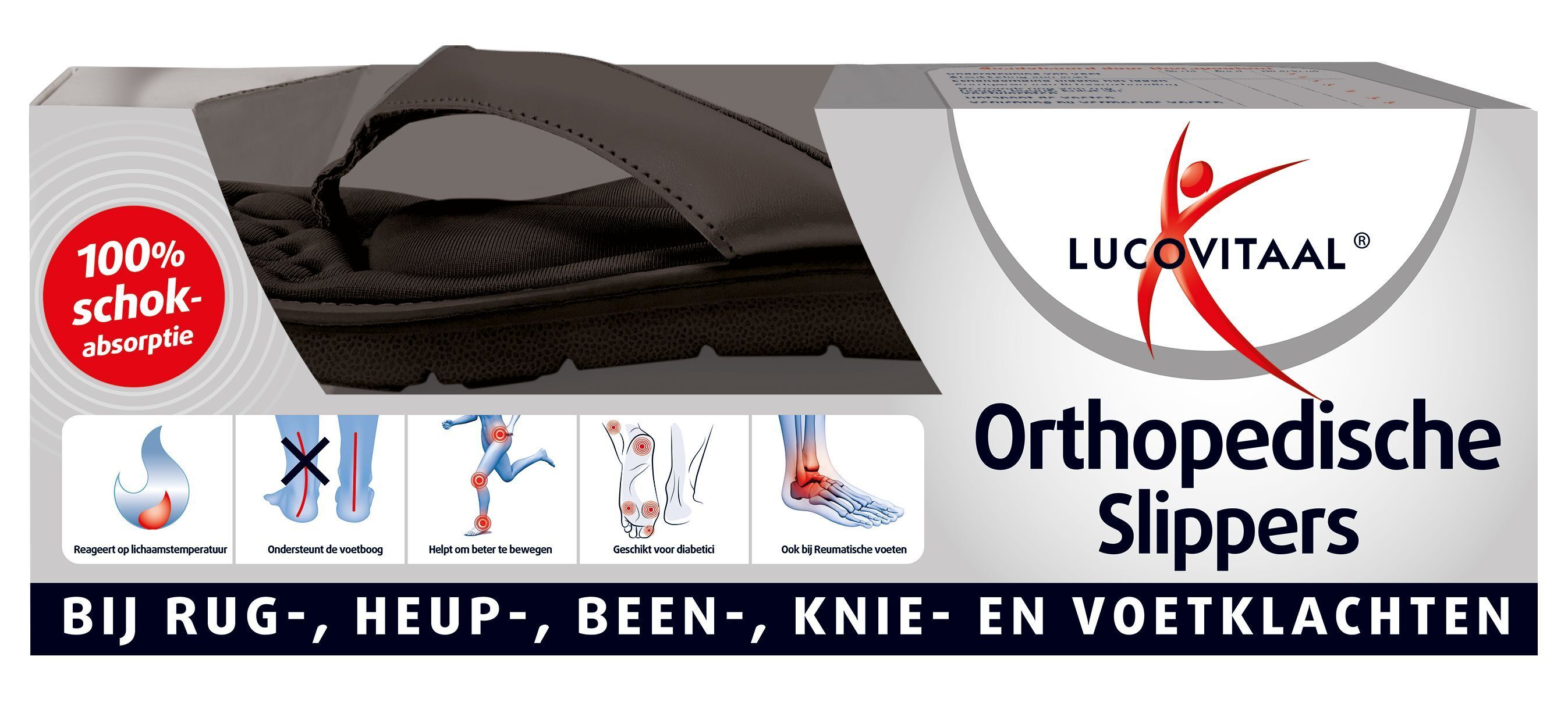Lucovitaal Orthopedische Slippers Maat 4142 Zwart