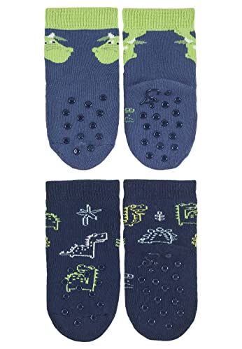 Sterntaler Babyjongens Kruipsokken - Draak + Dino ABS - Blauw - Maat 18