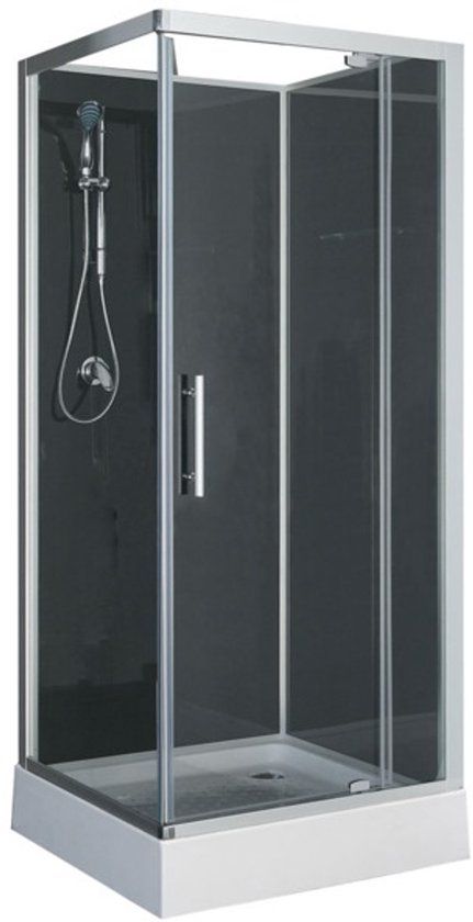 Wiesbaden Domino complete douchecabine 80x80x210cm - Vierkant - Aluminium - Transparant glas