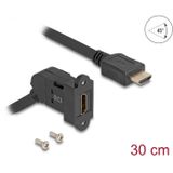 Delock HDMI haaks (45°) Keystone module - HDMI (m) | met inbouwframe | HDMI2.1 (8K 60Hz + HDR) | zwart | 0,30 meter