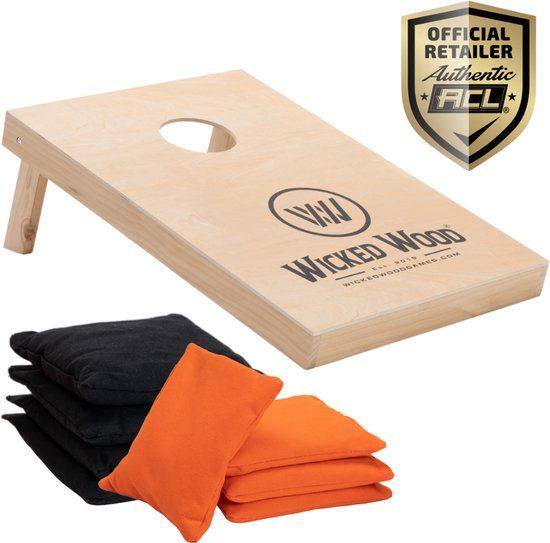 Wicked Wood Games Wicked Wood Cornhole Starting Kit - Officiële afmeting - Board met ACL Licentie - 1x Board - 2x4 zakjes