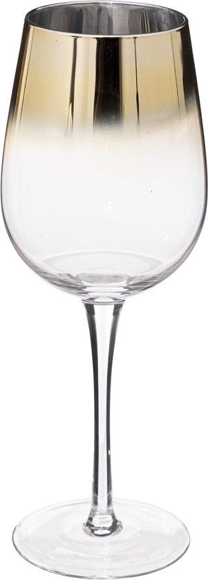 Atmosphera Arya Goud Wijnglas - Set van 6 - 38cl - Wit Wijnglas - Vaatwasserbestendig