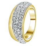 Lucardi Dames Ring goldplated wit kristal