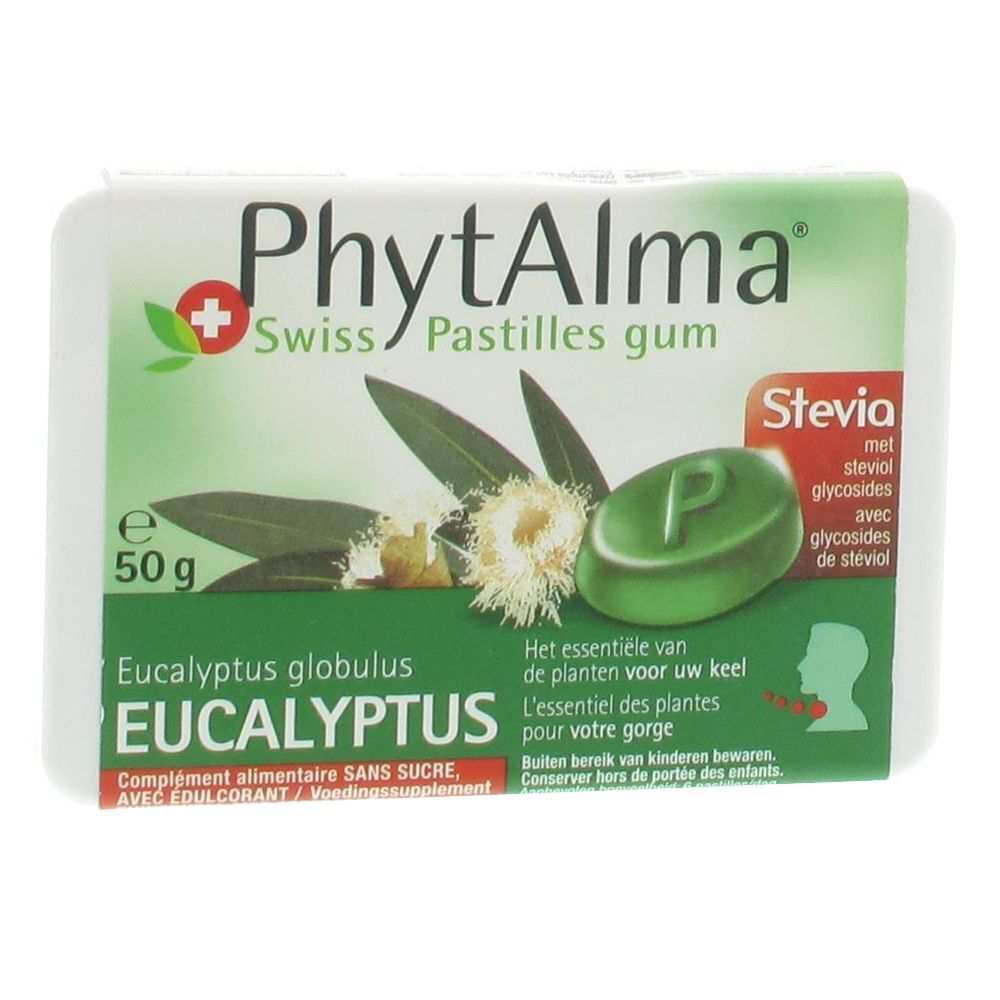 PhytAlma Phytalma Eucalyptus Zonder Suiker 50 g kauwgom