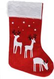Gerimport Decoratie kerstsok - rood - B27 x H46 cm - polyester - rendieren