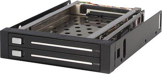 StarTech.com SATA wissellijst 3,5 inch zonder bandjes, mobiele harde schijf, opslagrek voor 2 x 6,4 cm (2,5 inch) hot-swap HDD in zwart