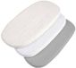Medi Partners Hoeslaken voor reiswieg, 86 x 40 cm, 3 stuks, matras, wieg, cododo, kinderwagen, 100% mousseline, ovaal, hoeslaken voor matras (beige-wit-grijs)