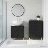 Maison Exclusive - DELFT Black Wood Composite Ensemble de meubles de salle de bain 2 pièces