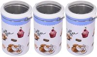 Excellent Houseware Keuken voorraadblik - 3x - rond - suiker / koffie - met beugelsluiting - 11 x 19 cm