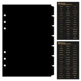 DY.2ten Zwarte verdelers voor 6 ringmappen, 7-tabs stevige kunststof verdelers, A5 indexverdeler, 6 gaten bindmiddelverdelers, insteekbare notitieboekplanner tabverdelers voor mappen
