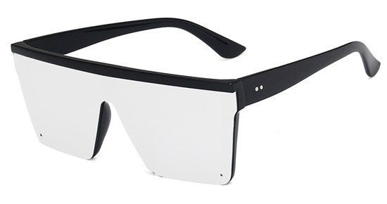 Flat Top Festival Zonnebril - Zilverkleurige lenzen - Zwart montuur - Unisex