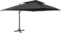 vidaXL Zwevende parasol met dubbele bovenkant zwart 400x300 cm