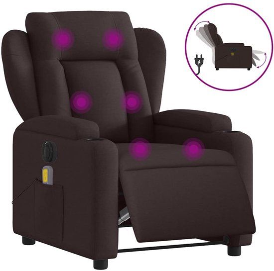 vidaXL Massagestoel elektrisch verstelbaar stof donkerbruin