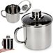 Casserole en acier inoxydable sans marque avec couvercle en verre - induction - 1 pièce - acier inoxydable - 1,2 l