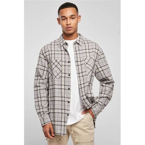 Urban Classics Geruit Oversized Overshirt Grey/Black