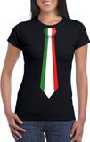 Bellatio Decorations Shoppartners Bv Italiaans thema shirt - Zwart t-shirt - met Italie vlag stropdas - dames - supporters - kleding - landen M